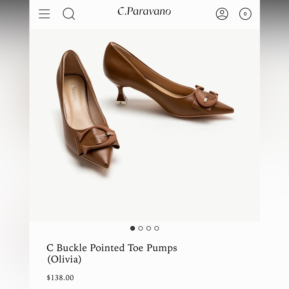 C. Paravano Tan Pointed-Toe Heels with Decorative Buckle - Picture 6 of 6